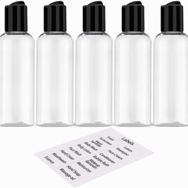 DNSEN 5 Pack 3.4 oz Travel Bottles for Toiletries TSA Approved Leakproof Plastic Empty Travel Size Bottles Containers with Labels
